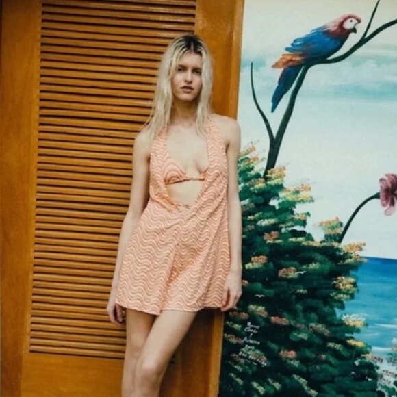 Urban Outfitters | Sand Dollar Romper Assorted Wavy Groovy Pink 70s Style New - Picture 4 of 15